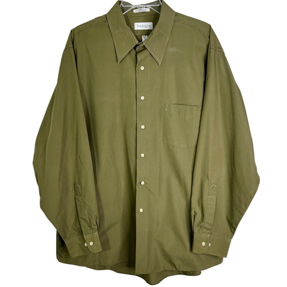 Van Heusen Long Sleeve Poplin Button Down Shirt Olive Men’s Sz XXL - Picture 1 of 8